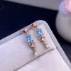 Aretes de Apatita Natural de Alta Claridad e Intenso Color, Piedra Suelta 4*6mm, Plata de Ley S925, Finamente Elaborados, Venta Directa del Fabricante