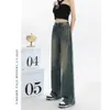 Jeans de Pierna Recta para Mujer Primavera y Otoño 2024 Nuevos de Cintura Alta Sueltos Estilo Americano Retro Edición Estrecha Pantalones de Pierna Ancha para Barrer el Suelo