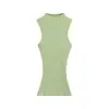 Top de Canalé Sin Mangas Cuello Medio Alto Estilo Chica Picante para Mujer Conjunto de Verano Corto Ceñido a la Cintura Hombros Descubiertos Camisola Top Delgado de Moda