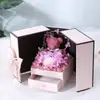Presente de Dia dos Namorados Transfronteiriço Joia Caixa de Presente Ursinho Doce Flor Eterna Caixa de Presente Caixa de Presente com Duas Portas Batom Rosa