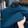 Suéter grueso para hombre de mediana edad, anti-pilling, transfronterizo, otoño e invierno, cuello medio alto, top tipo camisa base de punto para papá