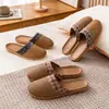 Sandalias tejidas de Yacao de verano Pantuflas de lino para mujer Hogar Interior Ligeras Suelo grueso Ratán Hierba para Hombre Hogar