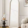 Espelho de Corpo Inteiro, Espelho de Chão Moderno, Espelho de Prova Estilo Ins Creme, Espelho de Casa Estilo Francês para Quarto de Meninas, Espelho Irregular