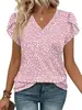 Nueva camiseta casual holgada de manga tres cuartos con cuello en V y estampado, estilo europeo y americano, Amazon Temu AliExpress