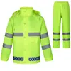 Atacado de fábrica em estoque conjunto de capa de chuva e calça de chuva de duas peças para resgate de tráfego, proteção completa contra chuva para o corpo, feito de tecido Oxford PU