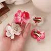 Nuevo Pasador de Flor Artificial de Principios de Primavera Flor de Melocotón Rosa Pinza de Pato Pasador de Flequillo Lateral Combinable para Niña Accesorios para el Cabello