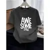 Camiseta de Algodón Puro de Manga Corta con Hombro Recto Estilo Nuevo 2026 para Mujer, Corte Delgado, Camiseta Base Gris Adelgazante, Top de Verano