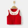 Chaleco de Terciopelo Suave para Bebé Chaleco Bordado de Primavera y Otoño Chaqueta sin Mangas para Niños Top Cálido para Recién Nacidos que Protege el Vientre