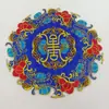 Traje antiguo Hanfu retro carácter Shou redondo chaqueta china pequeña parche bordado tela de parche bordada roja negra de moda