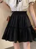 Saia branca primavera 2024 Nova Cintura alta estilo preppy fada capa elegante corte A casual saia de tule