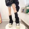 Calcetines Deportivos Casuales de Estilo Versátil para Adelgazar Otoño e Invierno con Cordón Fruncidos Color Sólido Caña Media Cuerno Estilo Nuevo Mangas de Pierna Suelta para Mujer