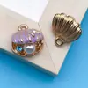 Pingente de Concha de Pérola Tridimensional de Cinco Cores Oceano dos Sonhos Gotejamento de Óleo Pingente de Liga Acessórios para Brincos e Colares DIY