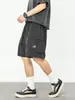 Bermuda Cargo Masculina de Bolso Duplo, Novo Estilo de Verão, Caimento Solto, Bordado Color-Blocking, Bermuda Casual Tendência