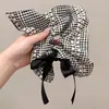 Lenço quadrado grande com estampa floral pequena, elástico de cabelo para mulheres, faixa de cabelo elástica, acessório de cabelo com estilo coreano de alta qualidade
