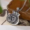 Bolsa de la Suerte Vintage Colgante de Plata para Mujer Plata de Ley 999 Colgante Personalizado de Carpa Collar Largo Dragón y Fénix Auspicioso Bolsa de Dinero Hueca