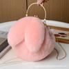 Bolso de conejo de peluche para mujer bandolera otoño e invierno Nuevo bolso peludo portátil con cadena lindo bolso bandolera con clip de orejas de conejo