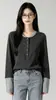 Camiseta de Tricô Feminina Manga Longa Color Block Falsa Duas Peças 2026, Suéter de Outono, Modelagem Justa, Emagrecedor, Gola Henley, Top Versátil e Estiloso