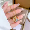 [Aço titânio] Luz Estilo de Luxo Elegante Amor Completo Diamante Real Ouro Colar Galvanizado Feminino ins Cyber Celebridade Clavícula Cadeia Acessórios