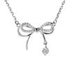 Collar de plata de ley 925 con doble capa de diamantes y lazo, sencillo, ligero, de lujo, moderno, elegante, para mujer, combinable con todo, N1105