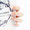Unhas Francesas Longas com Borda Branca Nude, Manicure Fresca e Elegante com Florzinhas, Pontos e Pedras, 24 Peças de Unhas Postiças Prontas