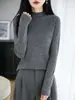 Lana de alta cuenta hilada finamente, tejido reversible, cuello semi-alto, nuevo estilo otoño/invierno, suave y cómodo, suéter base ajustado, 100% lana pura