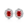 Brincos de Stud Coloridos com Pedra Preciosa Corte Flor de Gelo Flor Cortada com Brilhante Padparadscha Diamante de Alto Carbono Zircônia para Dropshipping