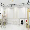 Papel tapiz de pared de fondo con línea de yeso de lujo de luz nórdica Red social salón de belleza tienda de ropa estudio de transmisión en vivo Papel tapiz de ancla de Yoga Fitness