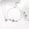 Jingdong Tmall Moda Felicidade Quatro folhas Trevo Colar Pingente Set Mulheres All-match Brincos Diamante Azul Romântico Folha Grass Bracelet