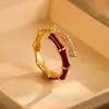 Anillo Abierto Ajustable de Zirconia con Goteo de Aceite Rojo de Angola para Mujer, Anillo de Dedo Índice Microincrustado de Nuevo Estilo Chino de Nicho