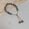 Pulseira Cesto Pavão Pérola de Água Doce em Formato Barroco Verde Pulseira Ajustável de Puxar Pulseira de Pérolas de Cores Misturadas