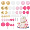 Decoración de Pastel para Fiesta Transfronteriza Bola Dorada Bola Plateada Bola de Color Enchufe Decoración de Pastel para Fiesta de Cumpleaños Color Mixto 40 Piezas