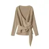 Cardigan de punto de doble botonadura a la moda con cuello en V, color liso, manga larga, nuevo para la primavera 2026 de AliExpress transfronterizo 2756037