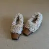 Zapatos de plataforma slip-on peludos estilo coreano para mujer, con forro de felpa y diseño Mary Jane, nueva colección otoño/invierno 2026 de zapatos de algodón