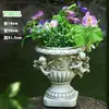 Vaso de Flores Coluna Romana Retrô Pote de Flores para Plantas Verdes de Jardim e Pátio Recipiente de Flores de Barro Personagem Criativo Decorativo Ornamentos de Resina Segurando Vaso