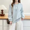 [Especial] Nova Coleção Outono 2026: Moletom liso de gola redonda e manga longa, simples e versátil, perfeito para mulheres plus size como uma camada interna casual, 0969