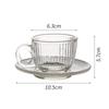 Taza de café de vidrio transfronteriza y juego de platillo taza para latte americano taza transparente resistente al calor taza de café de lujo europea con asa