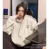 2024 Nuevo Suéter Cárdigan Estampado Carta de Amor Chaqueta con Cremallera Sudadera con Capucha Casual Cómoda para Mujer Top de Otoño