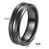 Anillo Versátil de Acero de Tungsteno Bicolor, Nuevo Estilo Simple, Ranurado Cepillado de 6-8 mm de Ancho, Transfronterizo Europeo y Americano para Hombre, Venta al por Mayor