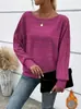 Ropa Femenina Transfronteriza Europea y Americana 2025 Sitio Independiente de Amazon Otoño e Invierno Nuevo Top Camiseta de Canalé con Cuello Redondo y Manga Larga para Mujer
