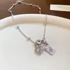 Colar com Pingente Quadrado em Formato de Coração com Gotejamento de Óleo Cravejado de Diamantes, Corrente para Clavícula Fashion, Simples, Versátil, Joia de Luxo Leve, Atacado de Joias de Alta Qualidade