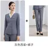 Nueva colección de otoño: atuendo formal profesional para profesores y presentadores, trajes elegantes, vestidos y trajes rojos para mujer