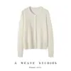 26 Nuevos Cardigans 100% Cachemira Pura de Punto Cuello Redondo Ropa Exterior para Mujer Otoño Invierno Patrón de Rombo Hueco Estilo Elegante Suéter