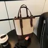 Moda Coreana Lino Combinación de Colores 2025 Nuevo Otoño e Invierno Gran Capacidad Nuevo Bolso Cubo Cruzado de Hombro para Viajes de Negocios para Mujeres