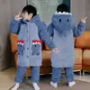 Conjunto de pijama infantil inverno meninos fleece de coral espessado quente acolchoado de três camadas Roupa de casa masculina de comprimento médio