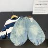Calças Jeans Infantis para Meninos e Meninas de Primavera e Outono, Calças Harem Jogger da Moda Coreana Personalizadas com Letras