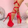 Zapatos de tacón alto nuevos de primavera europeos y americanos para mujer, tacones de aguja con bloques de color, zapatos sexys, plataformas impermeables, tacones súper altos, zapatos de mujer para discoteca, modernos