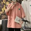 Playera de Manga Corta con Capucha tipo Waffle de Alta Gama Estilo Coreano para Hombre y Mujer, Top Versátil de Media Manga Holgado Estilo Harajuku de Verano