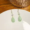 [Selección Premium] Pendientes de Perlas con Forma de Gota de Aceite de Jade Imitación Estilo Chino Nuevo Pendientes Retro con Borlas de Gota de Agua Accesorios Simples Hanfu para Mujeres