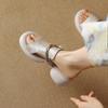 Sandalias de punta abierta de estilo chino para mujer, sandalias de plataforma ligeras y cómodas de cuero suave de seda de verano 2024