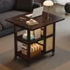 Mesa de chá pequena móvel, mesa de centro, mesa lateral de sofá para sala de estar, mesa pequena estilo vintage para uso doméstico, mesa dobrável multifuncional para varanda